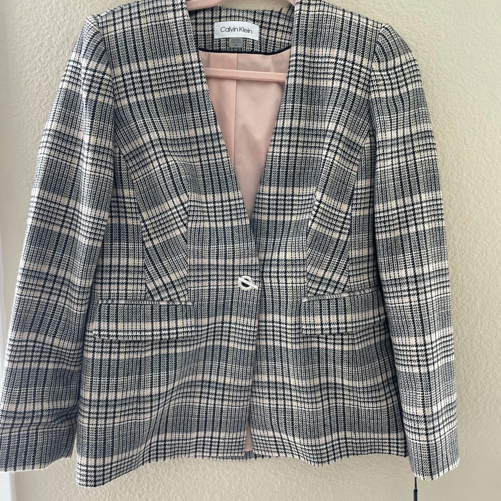 Calvin Klein Plaid Toggle Front Woven Jacket size 4